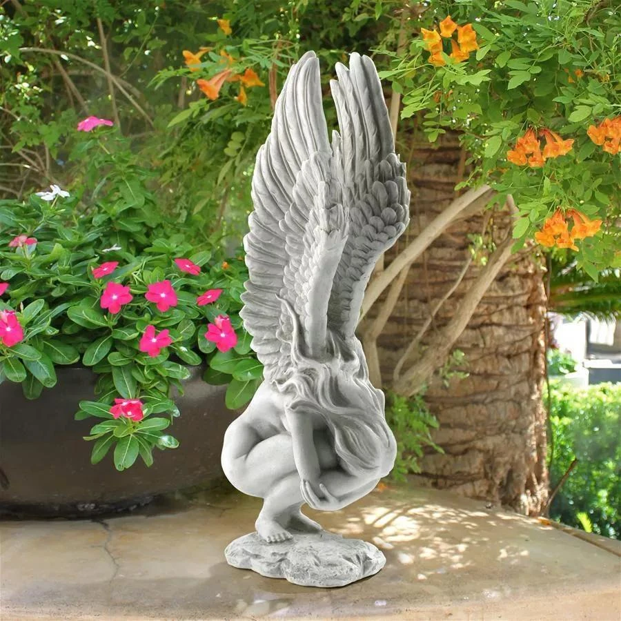 Crouching Angel Garden Statue 1 Crouching Angel Garden Statue