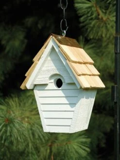 Heartwood Wren-in-the-Wind Bird House -Garden Supply Store 8591093whw 02v heartwood wren in the wind bird house whitewashed