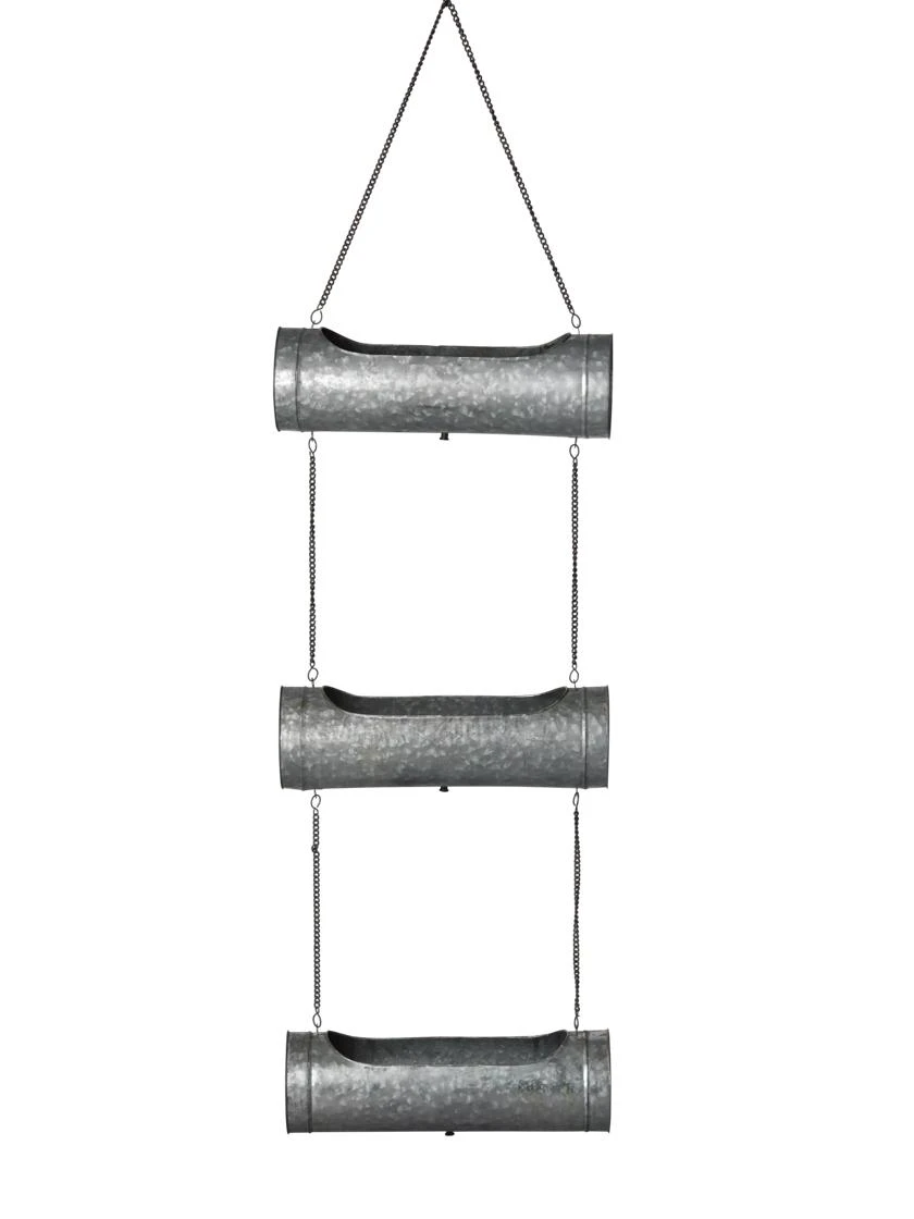 Galvanized Hanging Triple Planter 6 Galvanized Hanging Triple Planter - Image 6