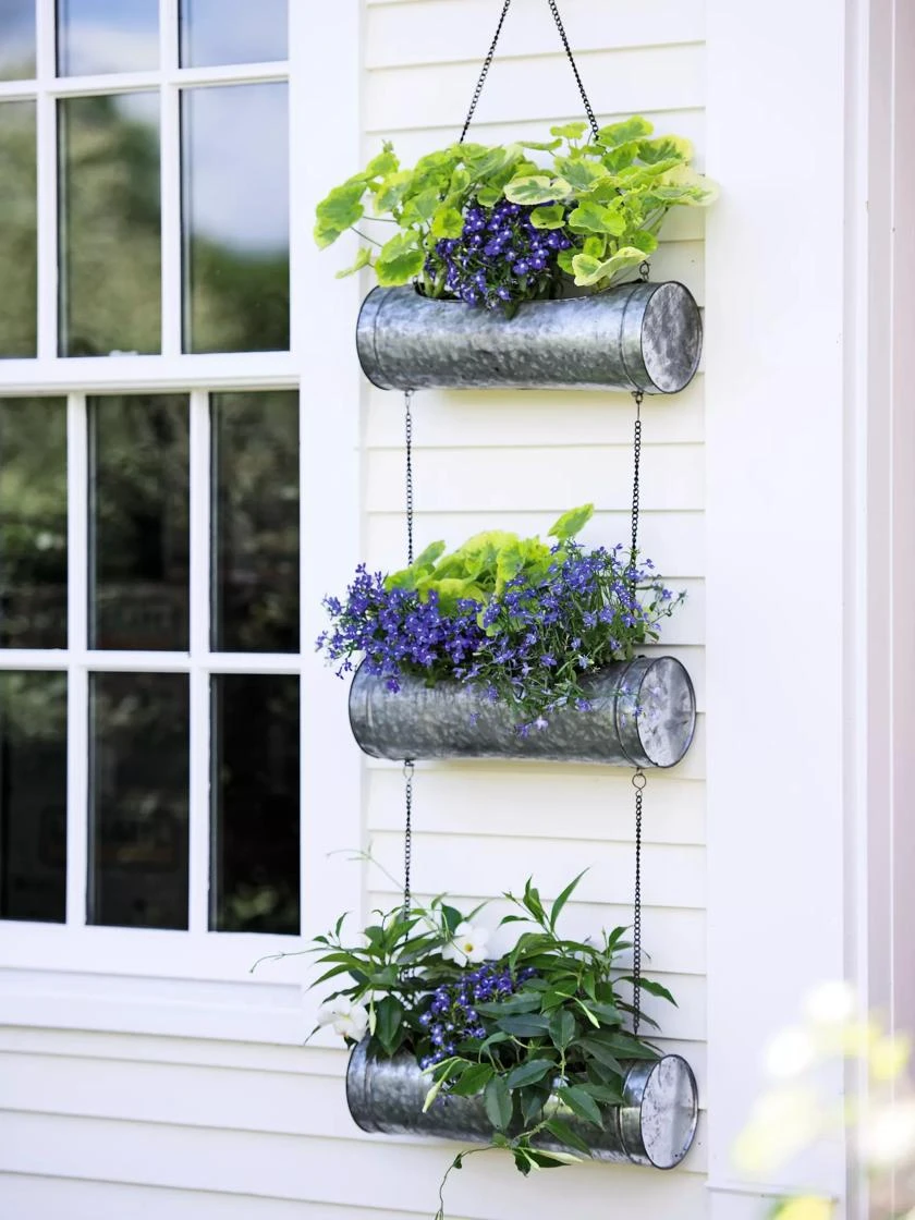 Galvanized Hanging Triple Planter 1 Galvanized Hanging Triple Planter