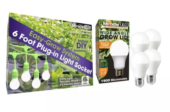 Miracle LED Corded 4-Socket Grow Light Kit With Bulbs, Full Spectrum And Red 1 Miracle LED Corded 4-Socket Grow Light Kit With Bulbs, Full Spectrum And Red