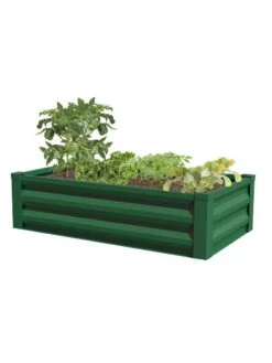 Powder-Coated Metal Raised Garden Bed, 24" X 48" -Garden Supply Store 8599393 02V powder coated metal raised garden bed 24x49 forest green