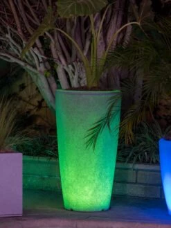 Solar Illuminated Planter Tall Granite, 32" -Garden Supply Store 8600183 0683 tif