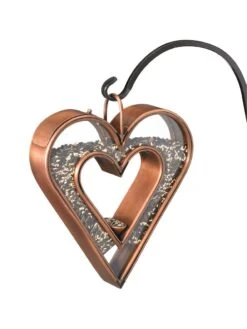 Fly-Thru™ Bird Feeder With Copper Finish -Garden Supply Store 8600193 05v fly thru bird feeder with copper finish heart