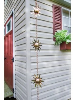 Sun Pure Copper Rain Chain, 8-1/2' 6 Sun Pure Copper Rain Chain, 8-1/2' -Garden Supply Store 8600206 01v