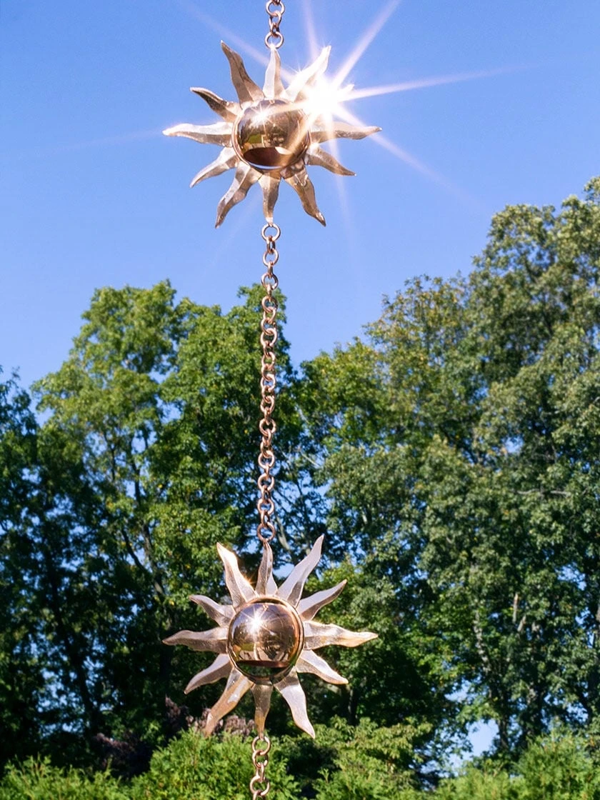 Sun Pure Copper Rain Chain, 8-1/2' 1 Sun Pure Copper Rain Chain, 8-1/2'