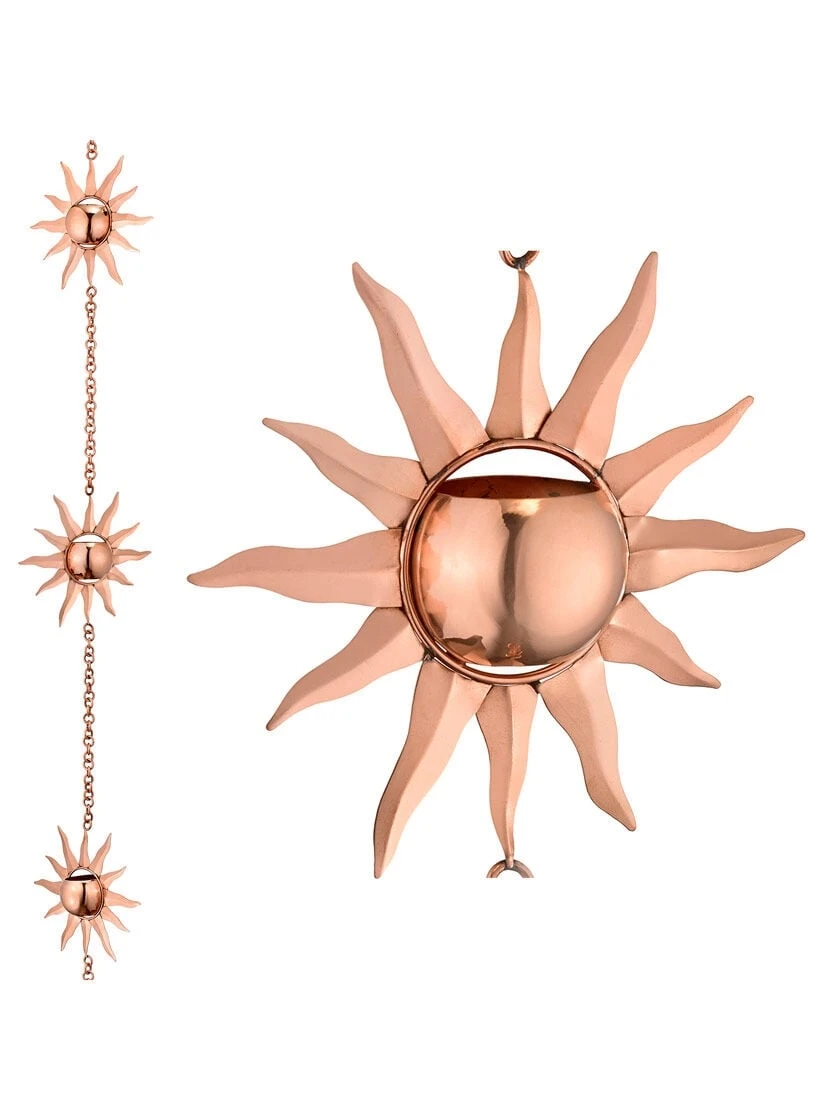 Sun Pure Copper Rain Chain, 8-1/2' 4 Sun Pure Copper Rain Chain, 8-1/2' - Image 4