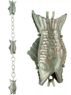 Fish Pure Copper Rain Chain, 8.5' 12 Fish Pure Copper Rain Chain, 8.5' -Garden Supply Store 8600209 07V tif