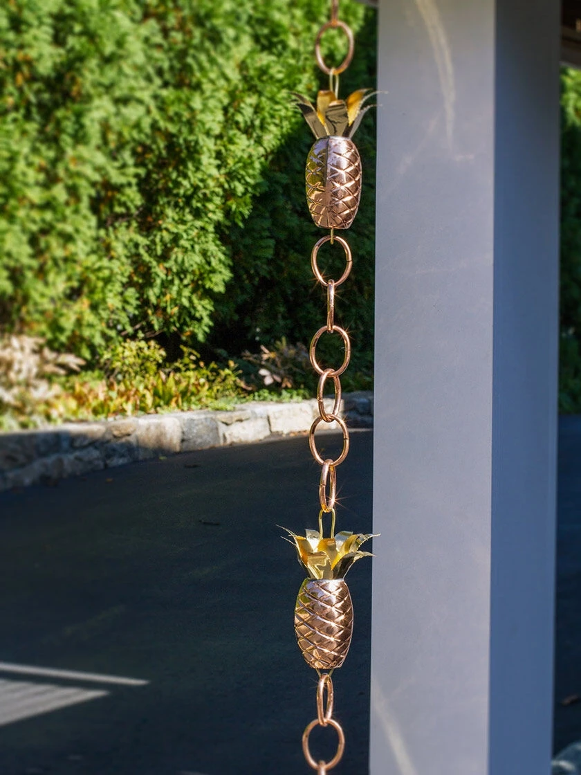Pineapple Pure Copper Rain Chain, 8.5' 1 Pineapple Pure Copper Rain Chain, 8.5'