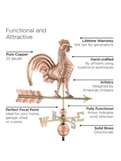 Rooster Copper Weathervane -Garden Supply Store 8600283 02v