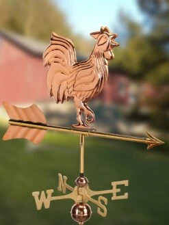 Rooster Garden Copper Weathervane With Pole -Garden Supply Store 8600284 05v rooster cottage copper weathervane roof mount