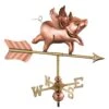 Flying Pig Cottage Copper Weathervane With Roof Mount