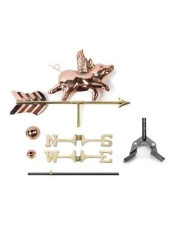 Flying Pig Cottage Copper Weathervane With Roof Mount 5 Flying Pig Cottage Copper Weathervane With Roof Mount -Garden Supply Store 8600376 03v