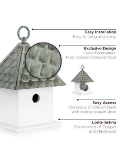 Bird House Bungalow With Verdigris Copper Roof 5 Bird House Bungalow With Verdigris Copper Roof -Garden Supply Store 8609892 03v