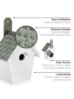 Classic Cottage Bird House With Verdigris Copper Roof -Garden Supply Store 8609893 03v