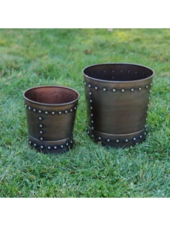 Riveted Planters, Set Of 2 -Garden Supply Store 8610032 01v