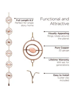 Stellar Copper Rain Chain, 8.5ft -Garden Supply Store 8610093 03v