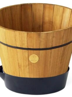 VegTrug® Build-a-Barrel Wooden Planter With Self-Watering Reservoir Tray, 18" -Garden Supply Store 8610253 01V tif