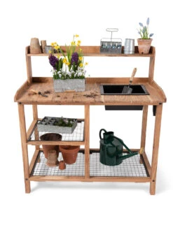 Dynamic Acacia Potting Bench With Soil Reservoir -Garden Supply Store 8611009 005