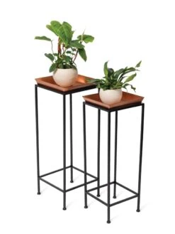 Square Nesting Plant Stands With Trays, Set Of 2 -Garden Supply Store 8611014 2872 tif