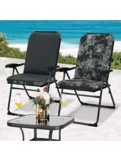 Outdoor Decor™ Seat Pad High Back Cushions, 20" X 45" 13 Outdoor Decor™ Seat Pad High Back Cushions, 20" X 45" -Garden Supply Store 8611125 102v bkf outdoor seat pad high back cushions 20x45 black flowers