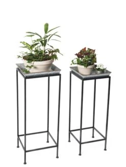 Square Nesting Plant Stands With Galvanized Trays, Set Of 2 -Garden Supply Store 8611976 7298 tif