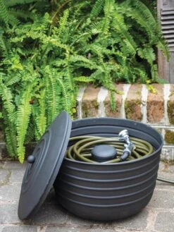 New Products 14 Matte Black Ribbed Hose Pot With Lid