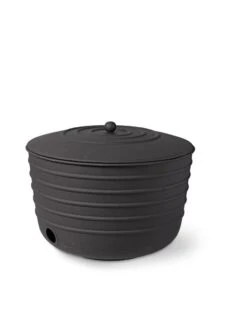 Matte Black Ribbed Hose Pot With Lid -Garden Supply Store 8611991 5867 tif