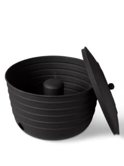 Matte Black Ribbed Hose Pot With Lid -Garden Supply Store 8611991 5868 tif