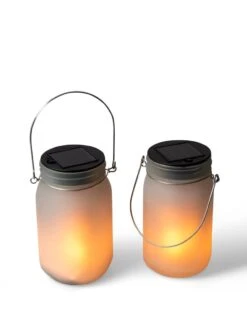 Solar Glass Jar Lantern, Set Of 2 -Garden Supply Store 8612012 5856 tif