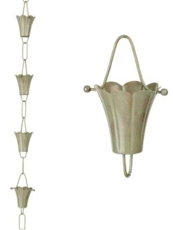 Fluted Flower Pure Copper Rain Chain, 8.5' 12 Fluted Flower Pure Copper Rain Chain, 8.5' -Garden Supply Store 8612742 02v