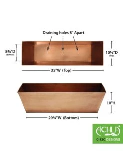 Achla Designs Plain Copper Plated Flower Box, Large -Garden Supply Store 8612915 03v