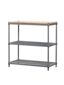 MeshWorks © 3 Tier Plant Shelving With Wood Top 6 MeshWorks © 3 Tier Plant Shelving With Wood Top -Garden Supply Store 8613017 04v meshworks 3 tier plant shelf with wood top silver