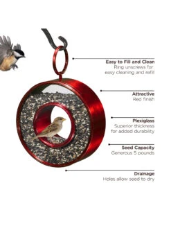 Circle Fly-Thru™ Bird Feeder With A Ruby Red Finish 7 Circle Fly-Thru™ Bird Feeder With A Ruby Red Finish -Garden Supply Store 8613383 03v